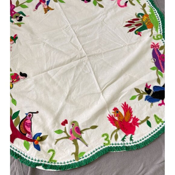 Edna Looney 12 Days of Christmas Tree Skirt Tablecloth Sequin Vintage 70s - Picture 8 of 10